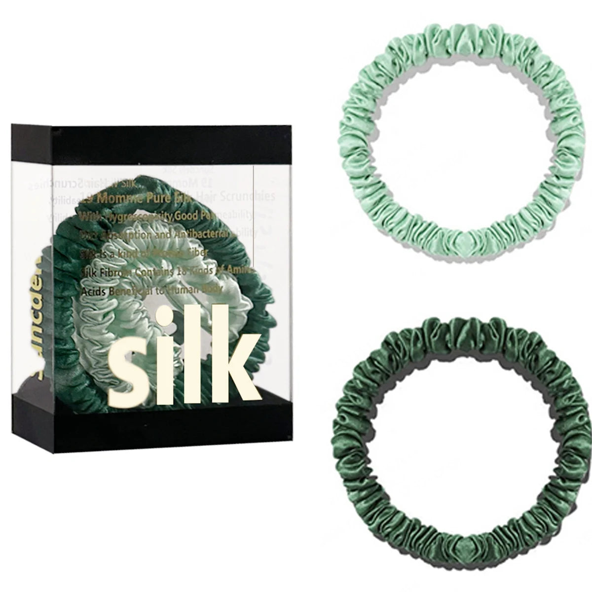 Mulberry Silk Scrunchie Gift Box – 2 Pack Real Silk Hair Ties