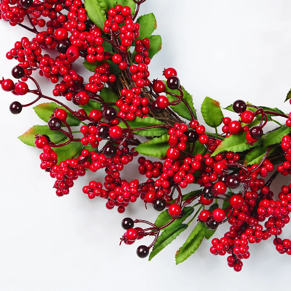Handmade Christmas Wreath for Front Door – Red Berry, Cypress & Eucalyptus 45 cm