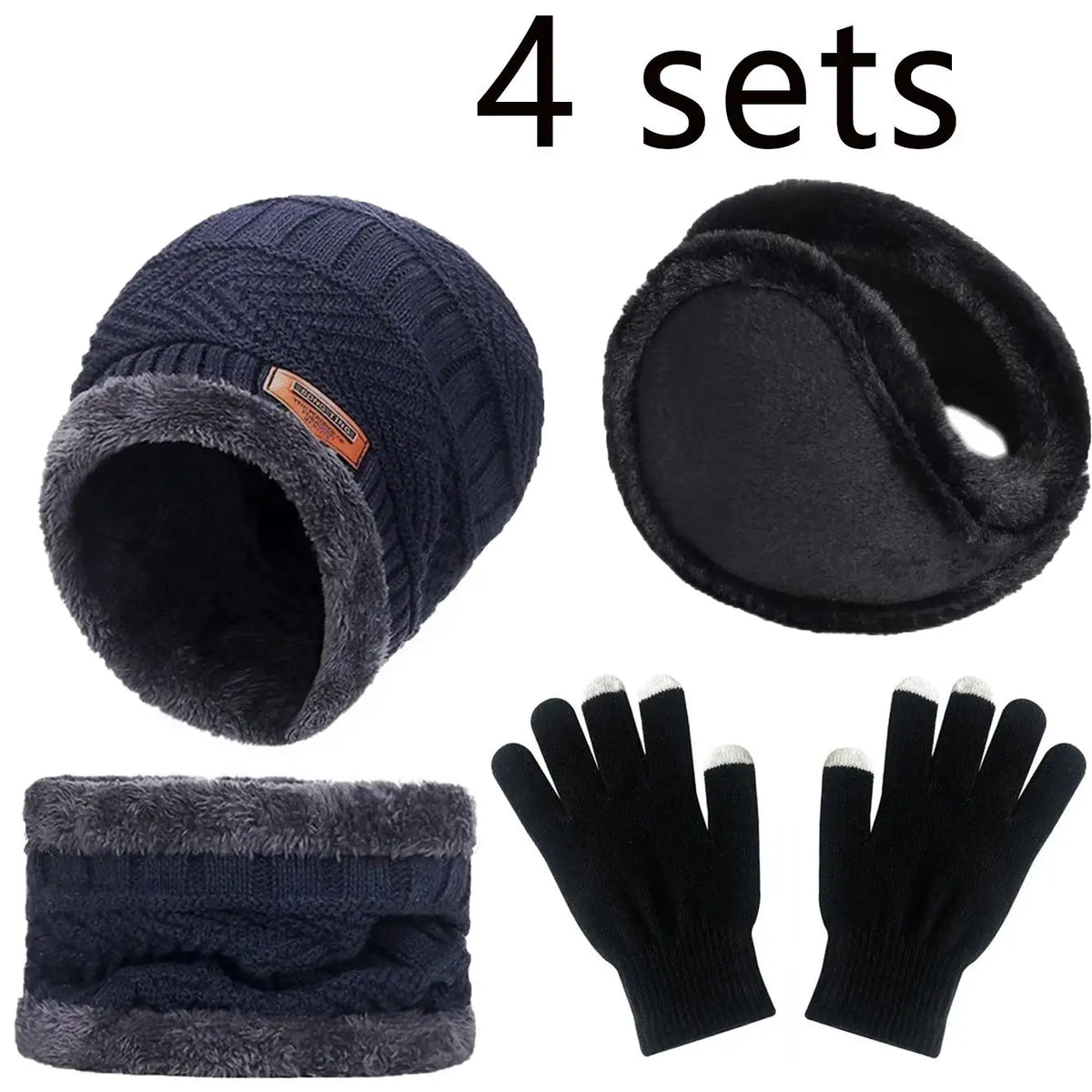 Men's Winter Hat, Scarf & Gloves Set – Velvet-Lined