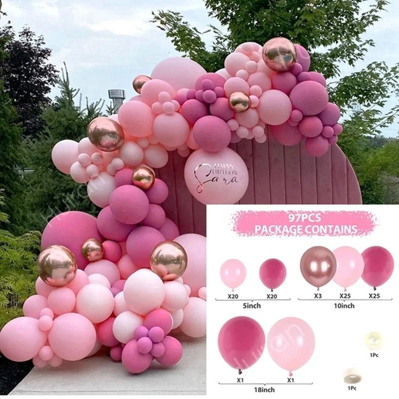 Balloon Garland Arch Kit – Pastel, Pink & Gold Party Balloon Arch for Birthdays & Baby Showers (9 Styles)