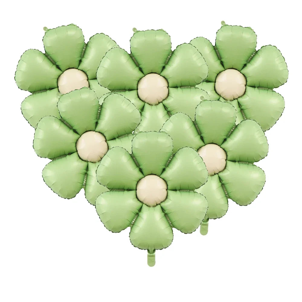 Daisy Foil Balloons – Set of 6 Matte Flower Party Balloons