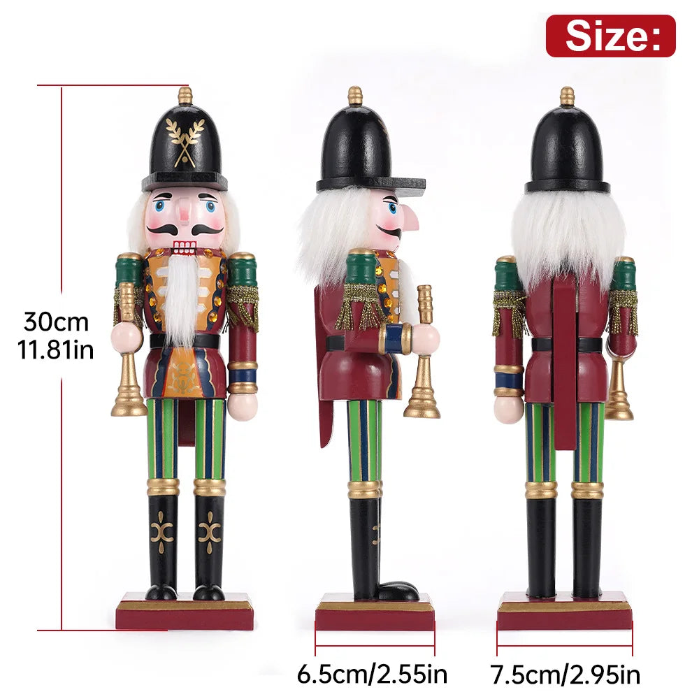 30 cm Wooden Nutcracker Soldier – Traditional Christmas Figure Decoration