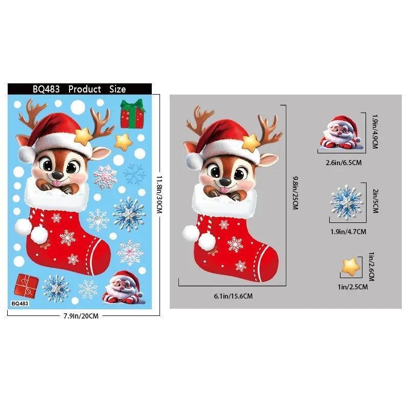 Christmas Window Clings – Reusable Gingerbread, Snowman & Santa Static Stickers