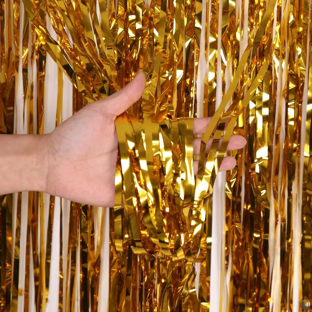 Metallic Foil Fringe Curtain – 1 x 2 m Tinsel Party Backdrop