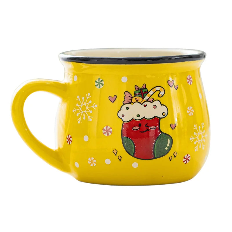 Mini Christmas Mug 150 ml – Cute Santa, Snowman & Reindeer Ceramic Cup