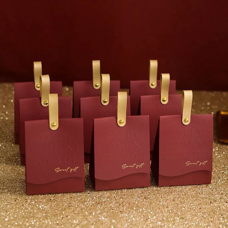 PU Leather Favour Boxes with Handle – 10 Pack Reusable Wedding & Party Gift Boxes