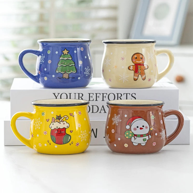 Mini Christmas Mug 150 ml – Cute Santa, Snowman & Reindeer Ceramic Cup