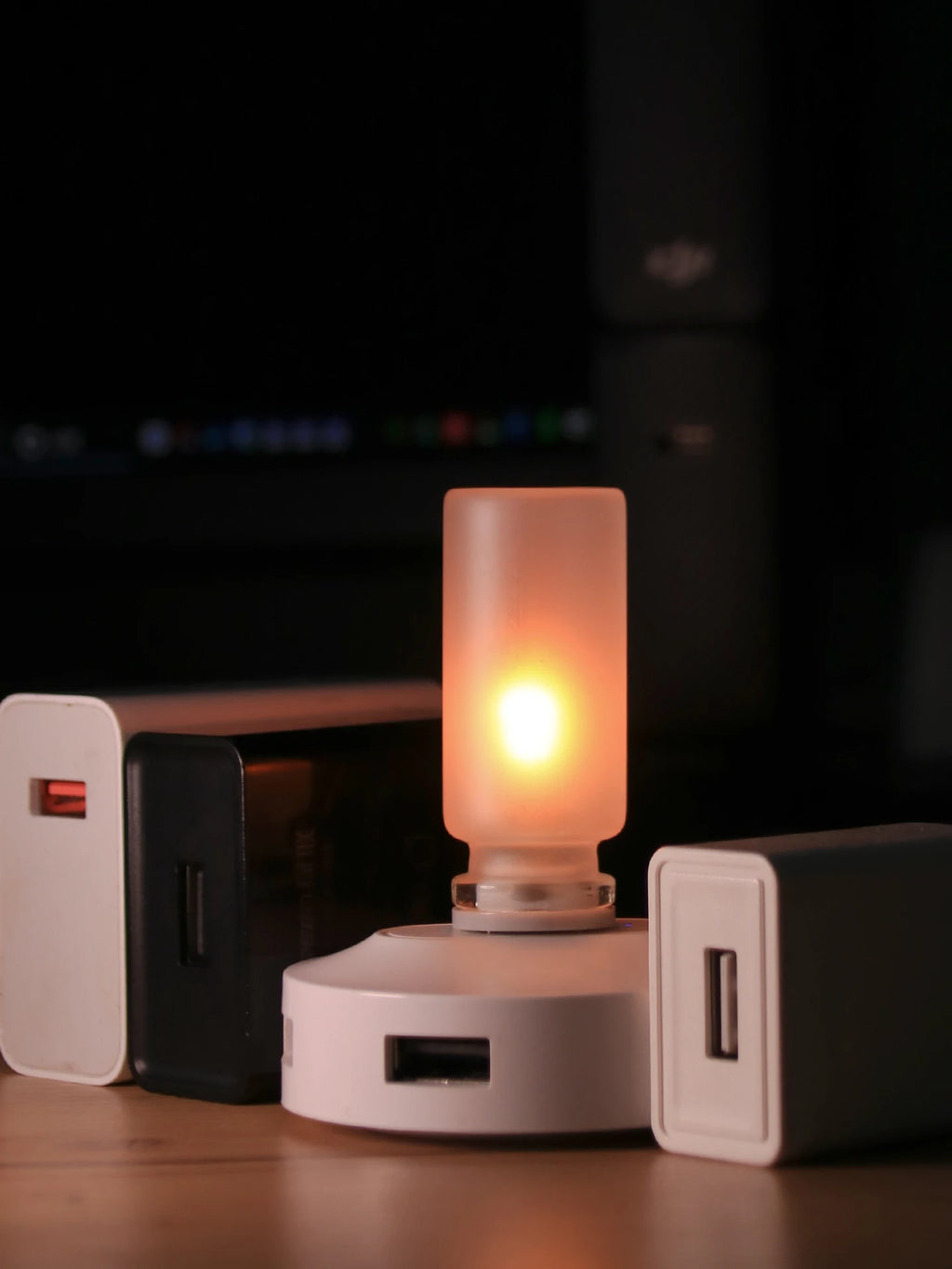 USB LED Flame Candle Light – Flickering Glass Candle Night Light