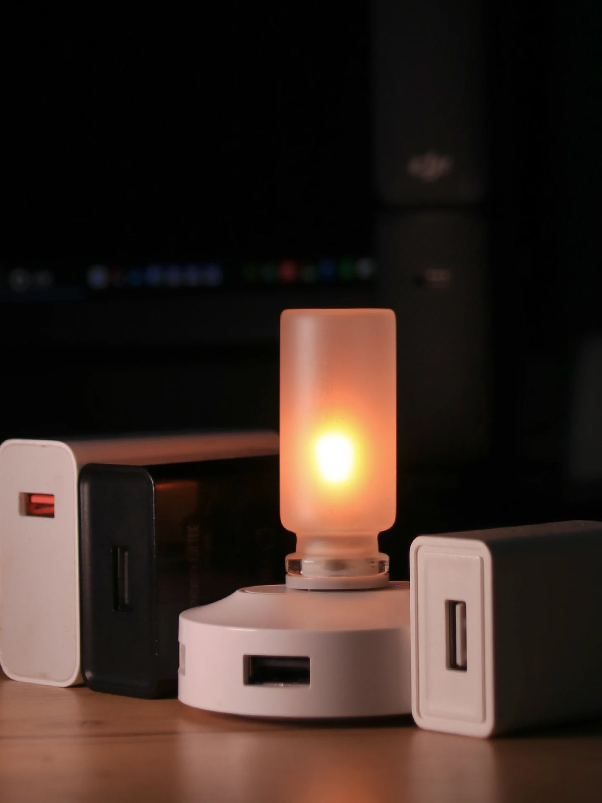 USB LED Flame Candle Light – Flickering Glass Candle Night Light