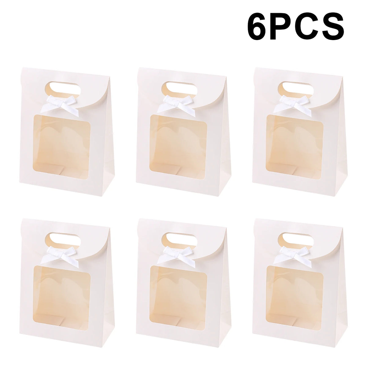 Kraft Paper Gift Bags with Window – Reusable Treat & Present Bags (6 or 12 Pack)