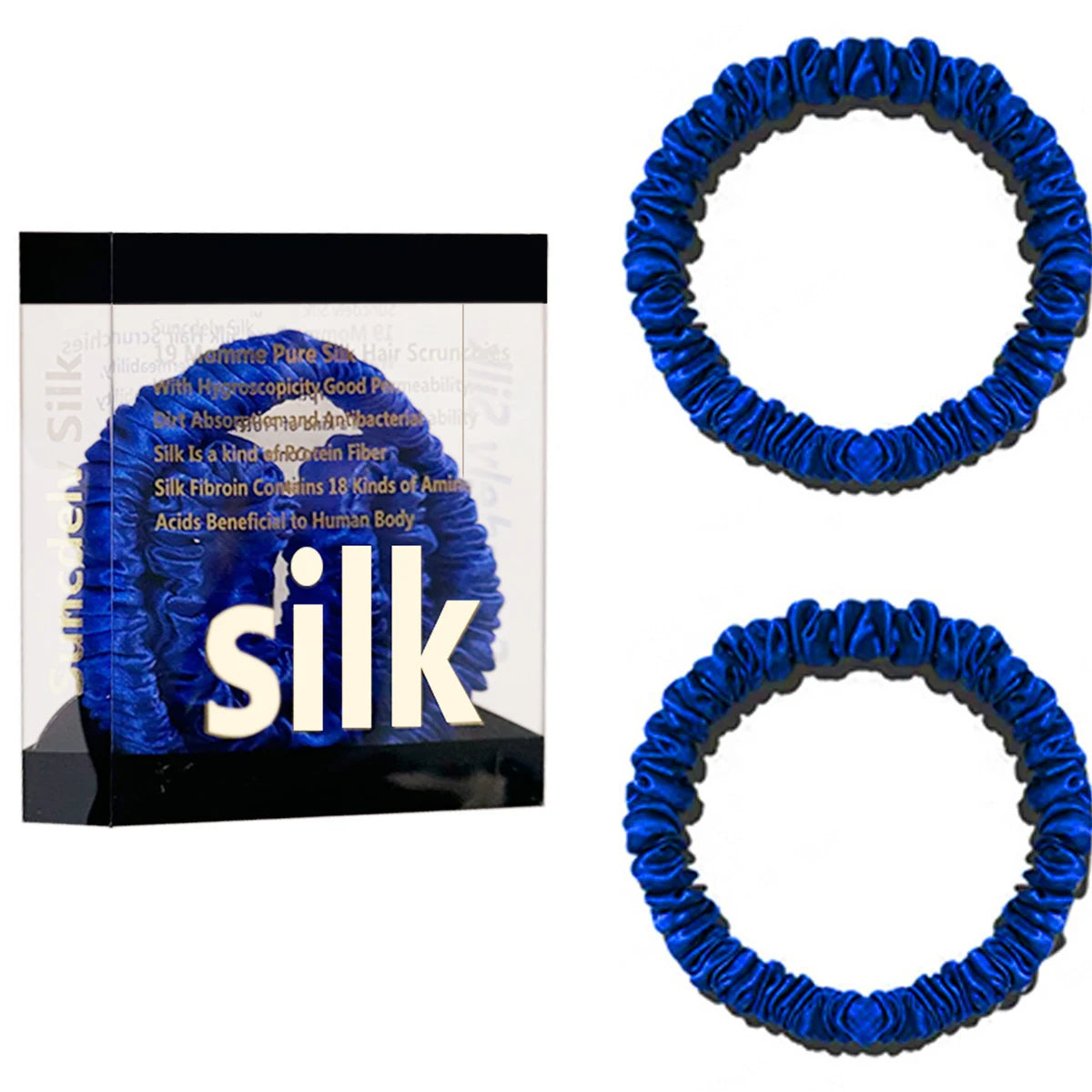 Mulberry Silk Scrunchie Gift Box – 2 Pack Real Silk Hair Ties