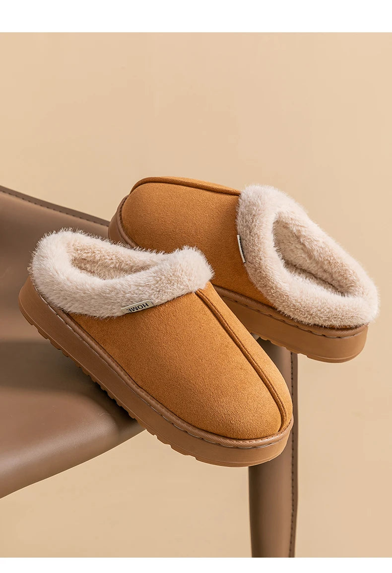 Fluffy Platform Slippers – Thick-Sole Warm Winter Slippers