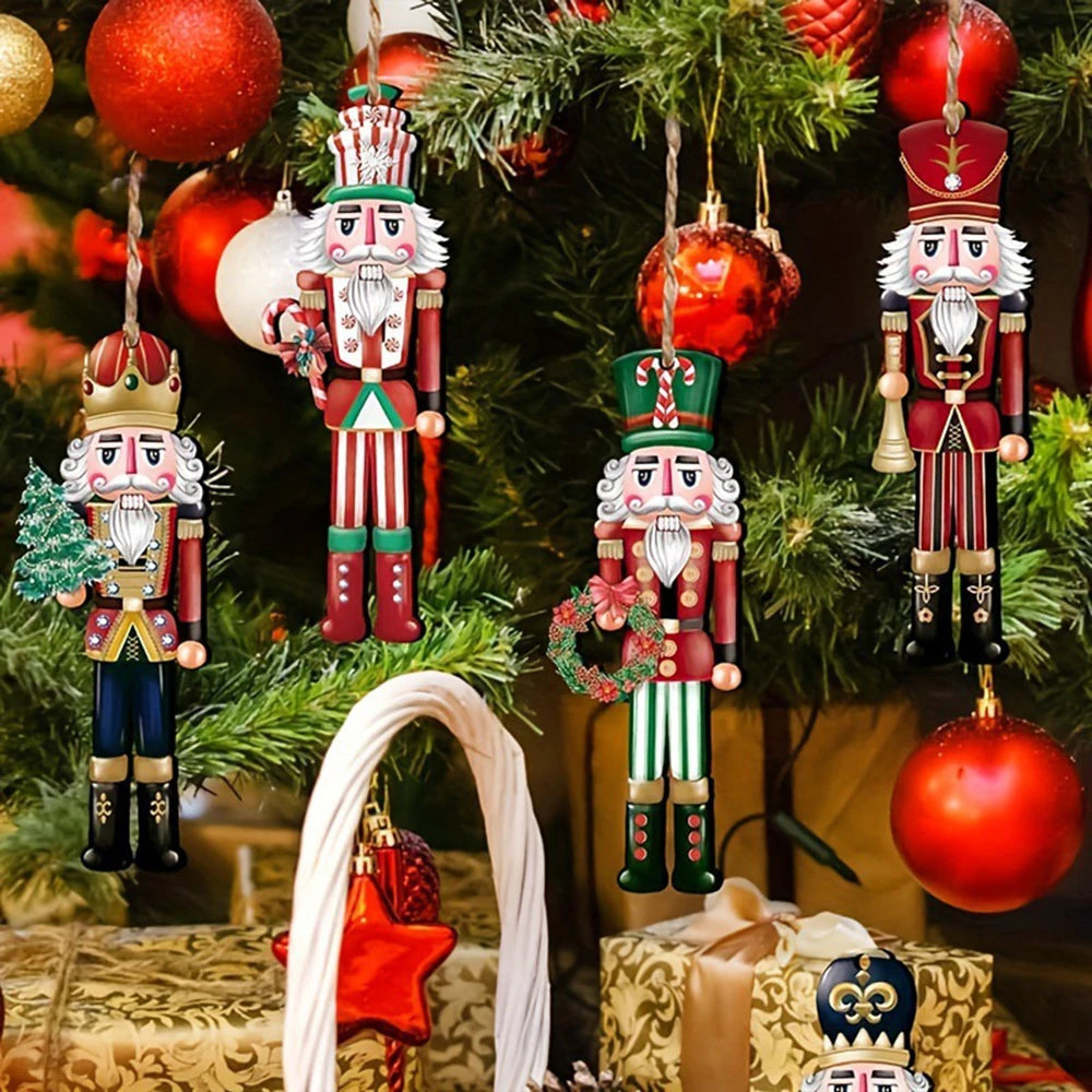 Wooden Nutcracker Ornaments – Set of 12 Hanging Christmas Tree Decorations