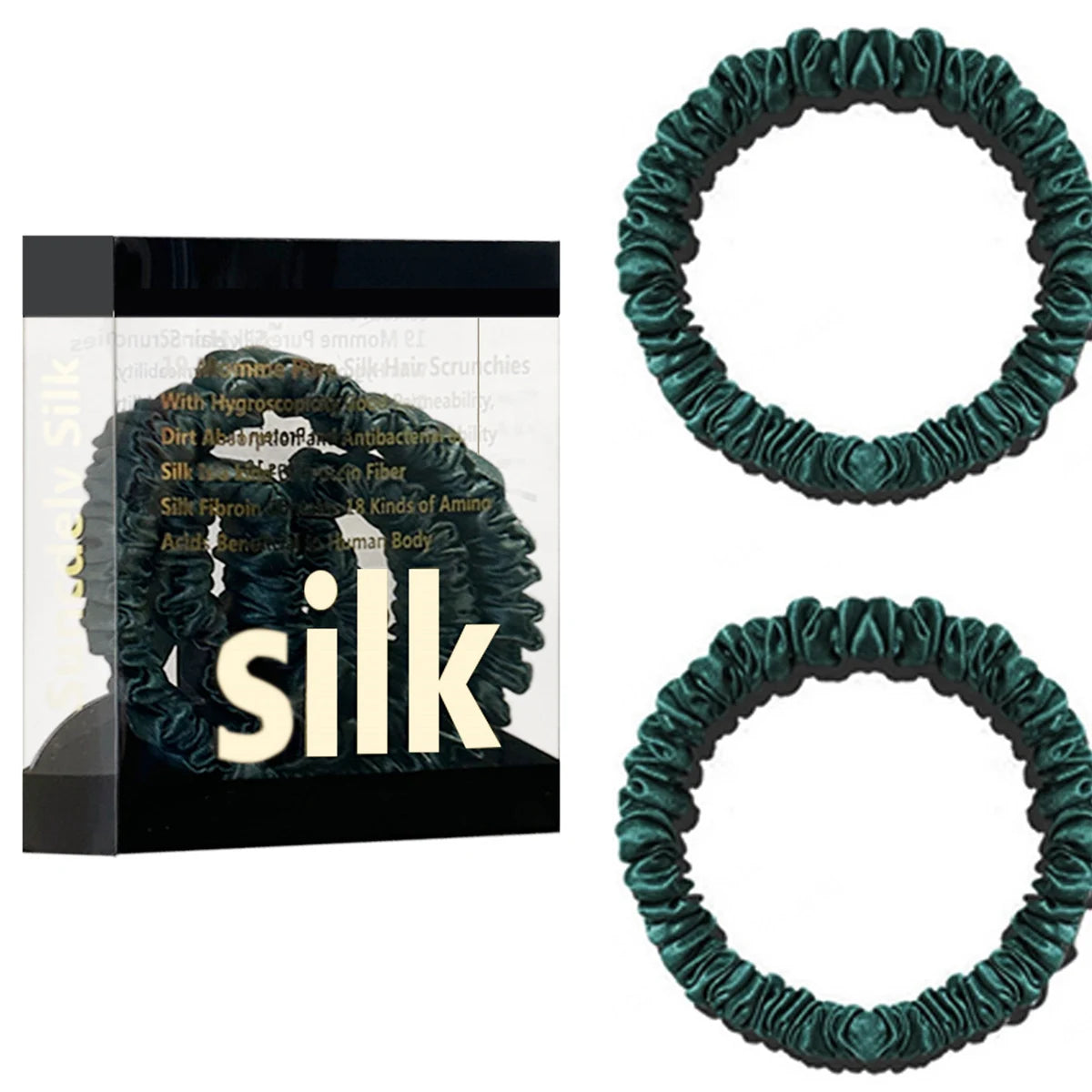Mulberry Silk Scrunchie Gift Box – 2 Pack Real Silk Hair Ties