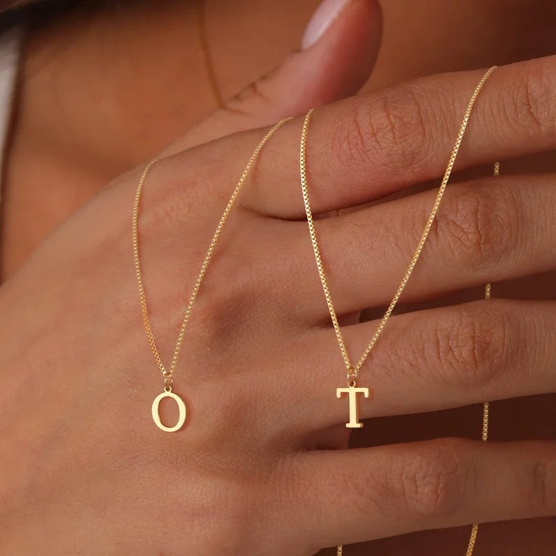 Gold-Tone Initial Necklace – A–Z Letter Pendant