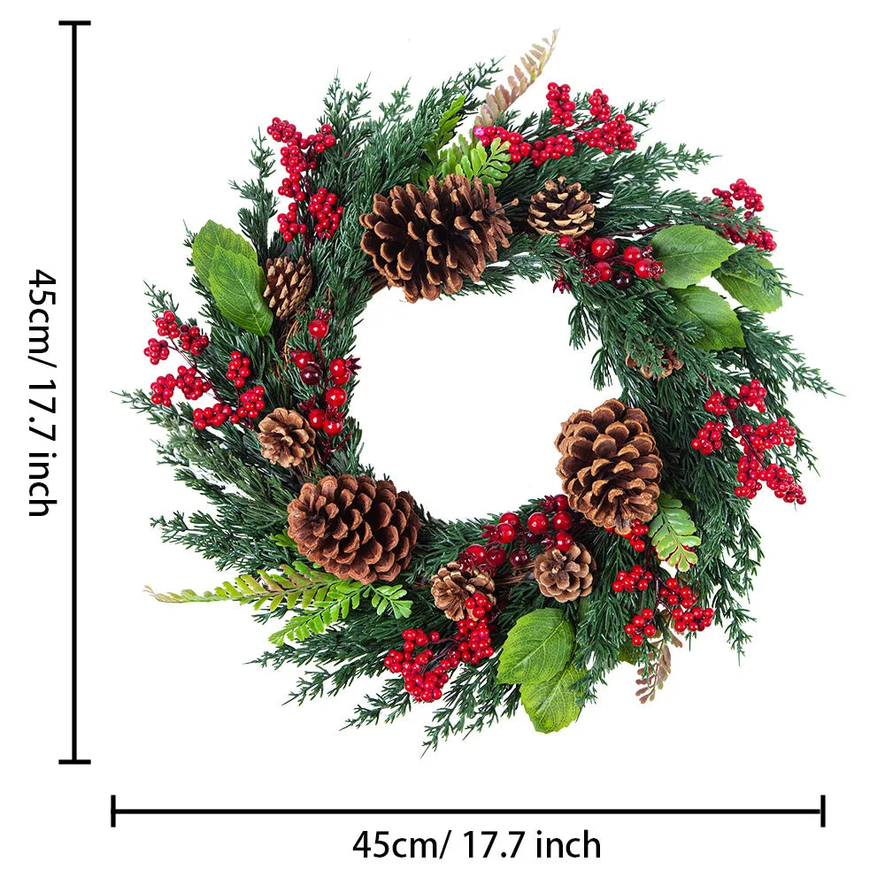 Handmade Christmas Wreath for Front Door – Red Berry, Cypress & Eucalyptus 45 cm