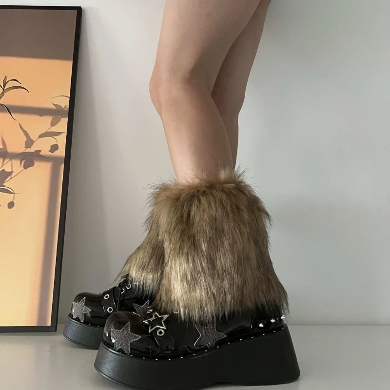 Faux Fur Leg Warmers – Fluffy Boot Covers (15 to 40 cm)