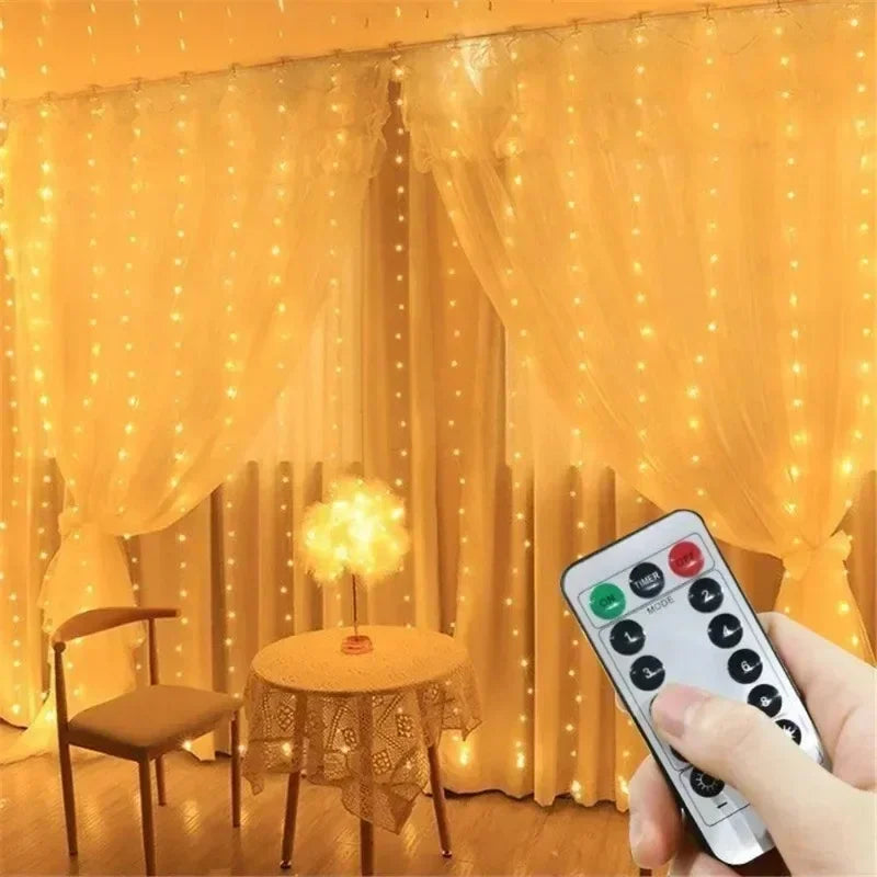 USB Curtain Fairy Lights with Remote – 8 Modes Window & Wall Light Curtain