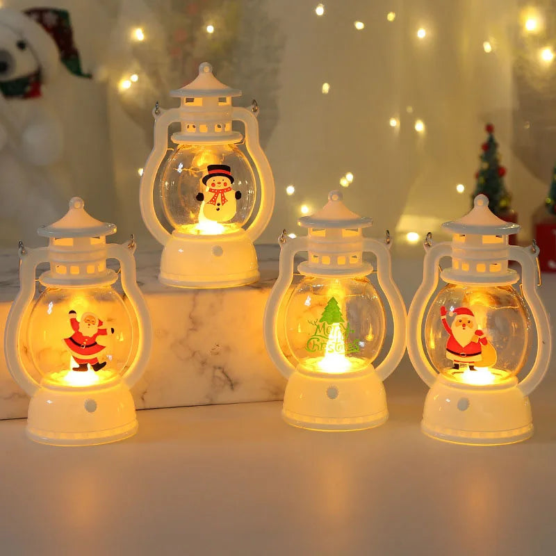 LED Christmas Lantern – Battery Santa, Snowman & Tree Night Light Decoration