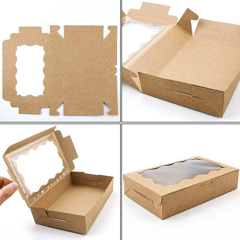 Window Cake & Treat Boxes – Kraft Gift Boxes 18 x 11 x 4 cm (10 or 20 Pack)