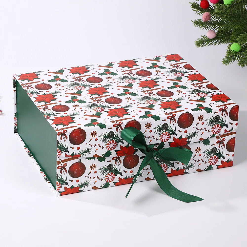 Luxury Christmas Gift Box with Magnetic Lid & Ribbon Bow – Large Festive Presentation Box