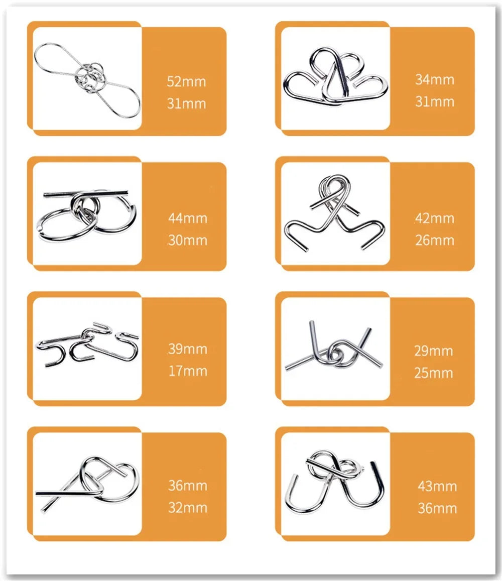 Metal Wire Puzzle Set – 8 Brain Teasers for Adults