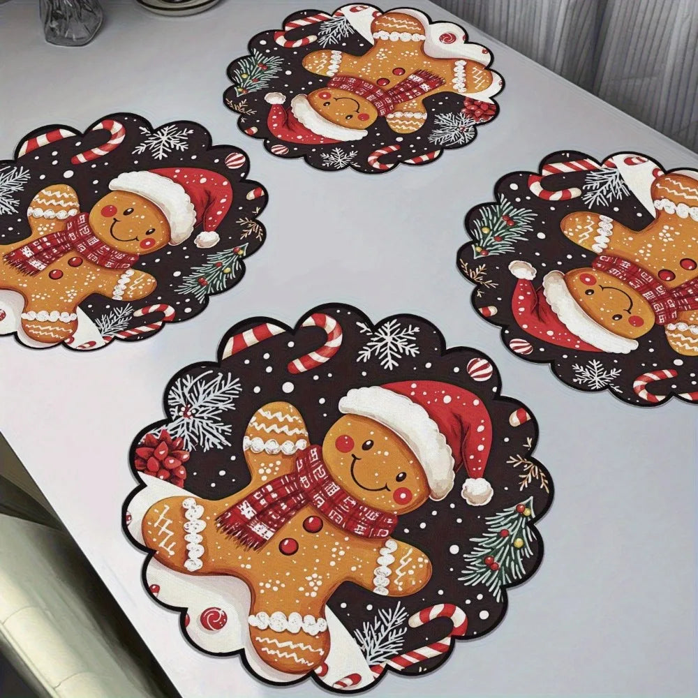 Round Christmas placemats set of 4