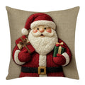 Christmas Cushion Cover 45 x 45 cm – Grey & Red Santa, Snowman & Reindeer