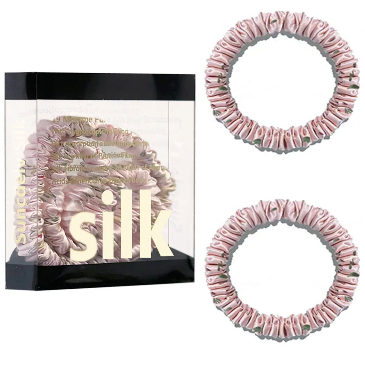 Mulberry Silk Scrunchie Gift Box – 2 Pack Real Silk Hair Ties
