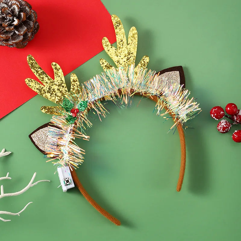 Light-Up Christmas Headband – LED Snowflake & Christmas Tree Headbands for Parties