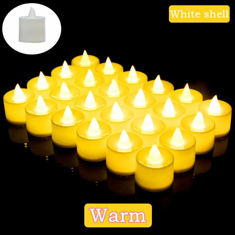 Flameless LED Tealights – 24 or 50 Pack Flickering Battery Tea Lights for Tables, Weddings & Christmas