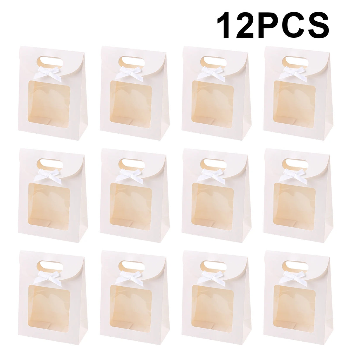 Kraft Paper Gift Bags with Window – Reusable Treat & Present Bags (6 or 12 Pack)