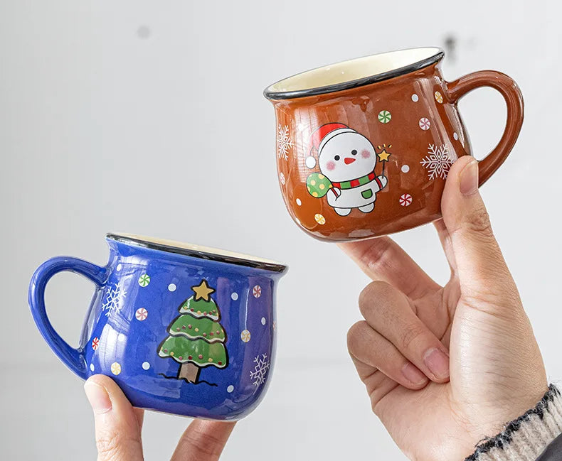 Mini Christmas Mug 150 ml – Cute Santa, Snowman & Reindeer Ceramic Cup