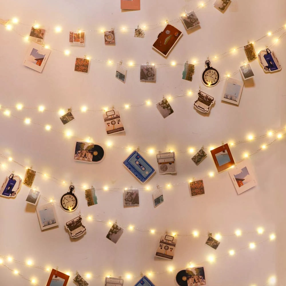 Photo Clip Fairy Lights – Warm White LED String with Clips