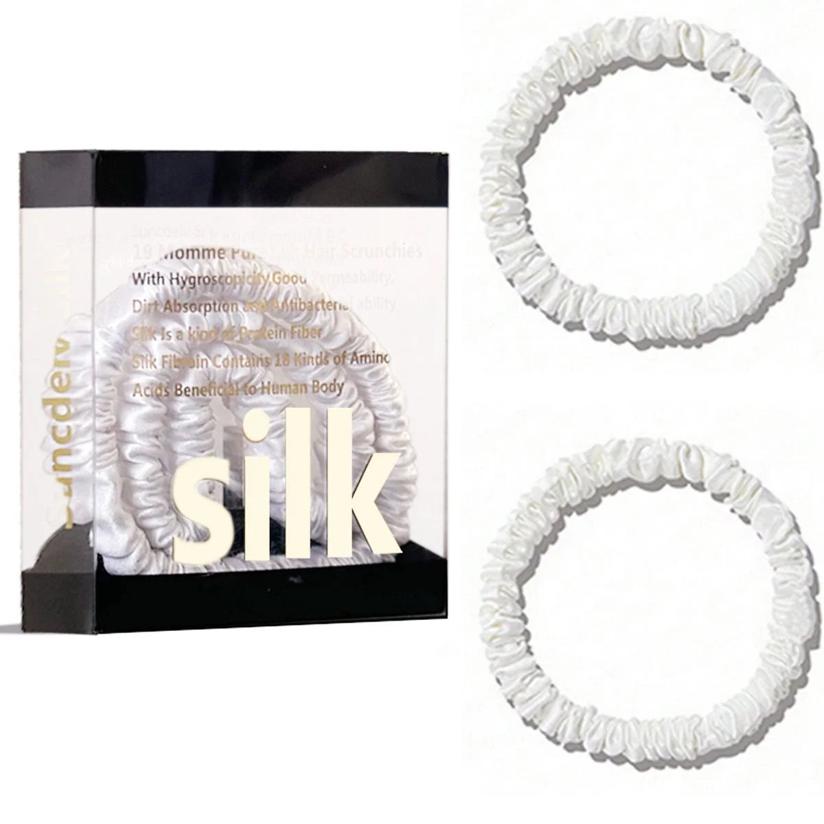 Mulberry Silk Scrunchie Gift Box – 2 Pack Real Silk Hair Ties