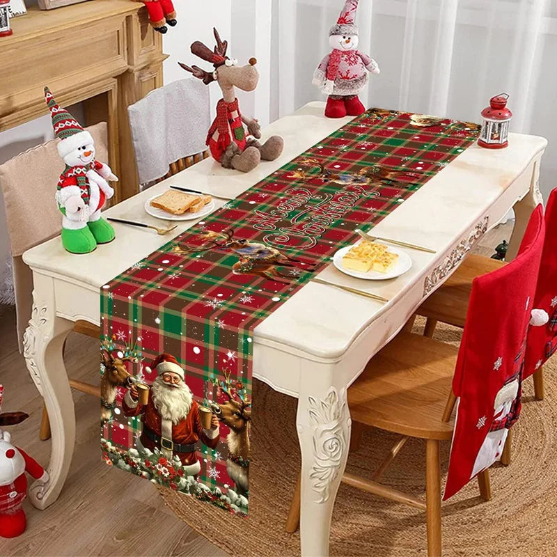 Vintage Santa Christmas Table Runner – 35 x 180 cm Festive Table Decoration (6 Designs)