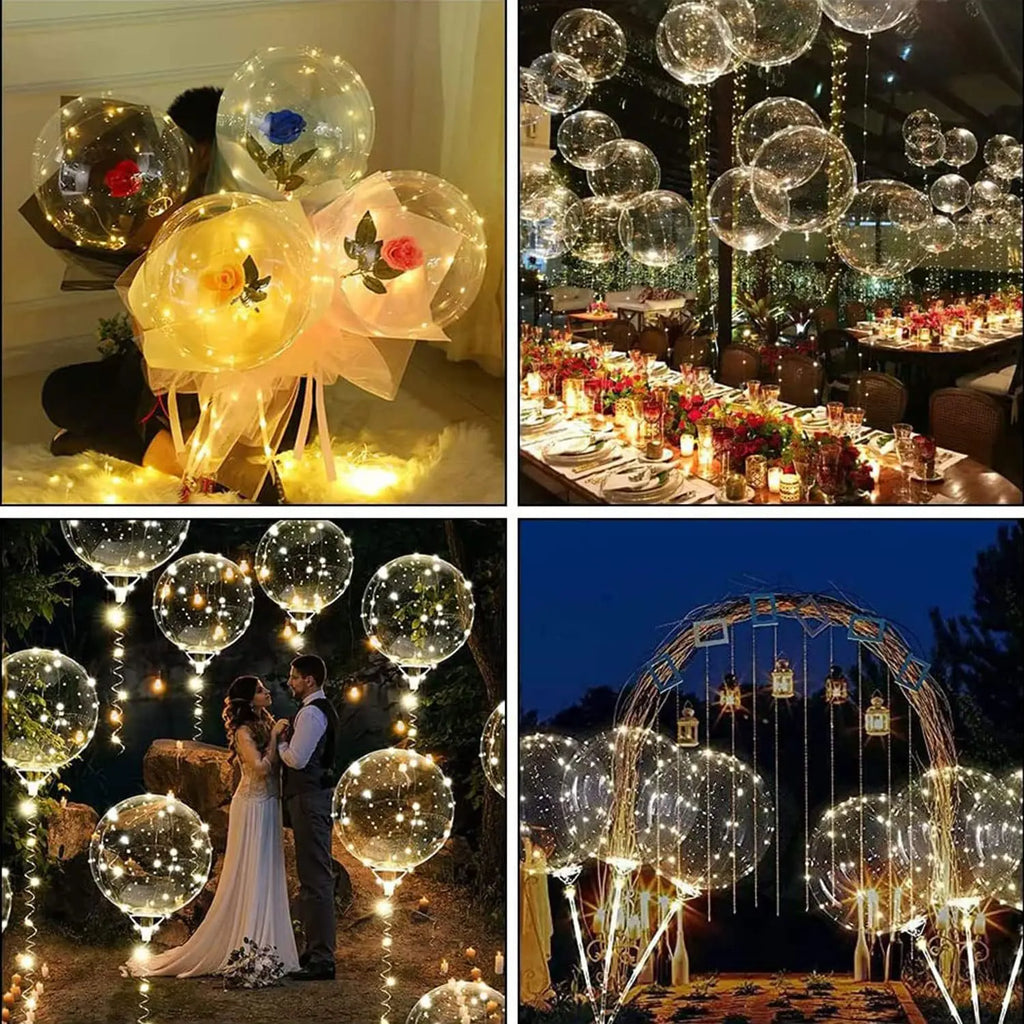Light-Up LED Bobo Balloons – 5 Pack Clear Glow Balloons with Fairy Lights for Parties & Weddings
