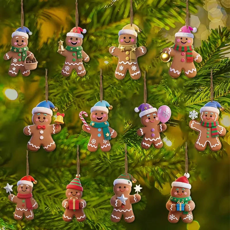 Wooden gingerbread man Christmas ornaments
