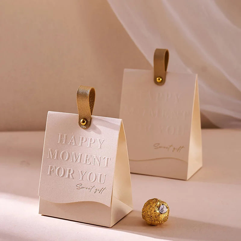 PU Leather Favour Boxes with Handle – 10 Pack Reusable Wedding & Party Gift Boxes