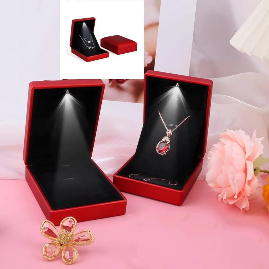 LED Light-Up Necklace Gift Box – Velvet Jewellery Box for Proposals, Anniversaries & Gifts