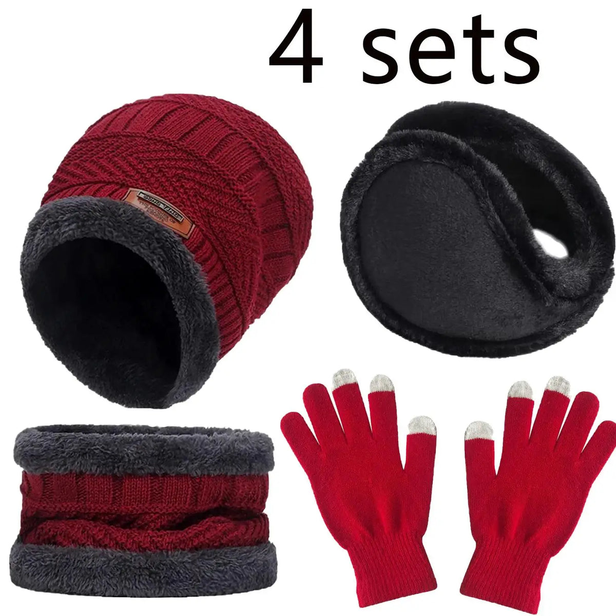 Men's Winter Hat, Scarf & Gloves Set – Velvet-Lined
