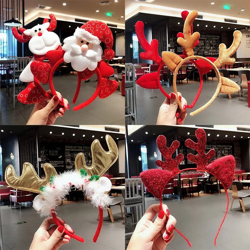 Christmas Headbands – Reindeer, Santa & Snowman Party Headbands (1 to 15 Pack)