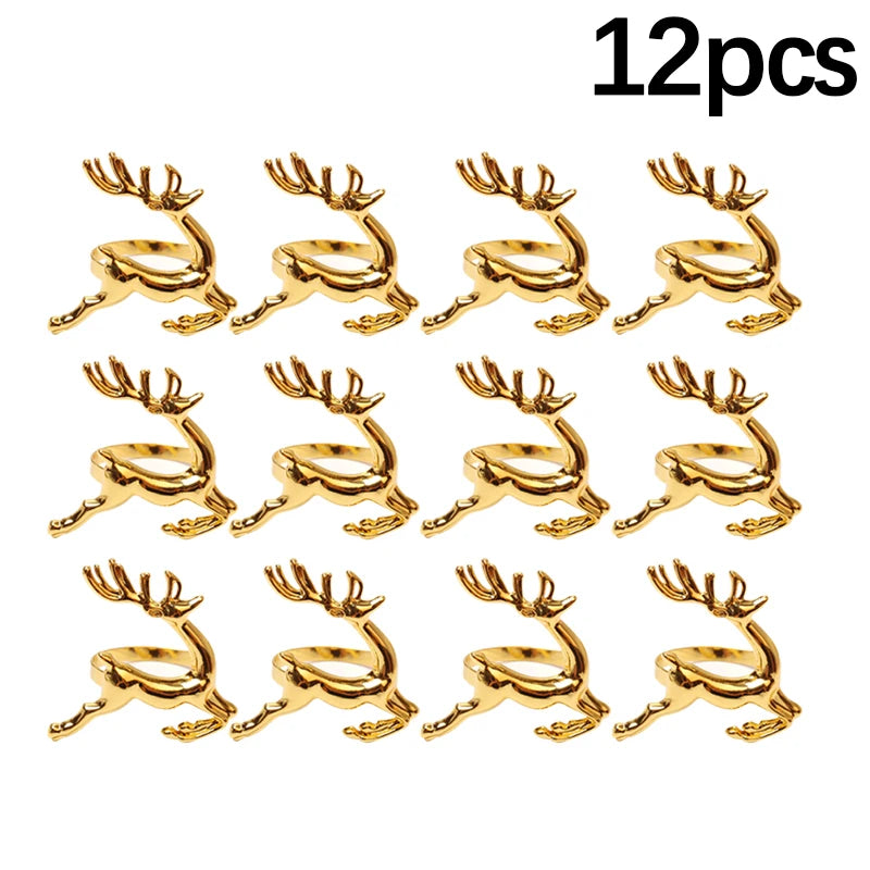 Reindeer Napkin Rings – Gold or Silver Christmas Napkin Holders (1, 6 or 12)