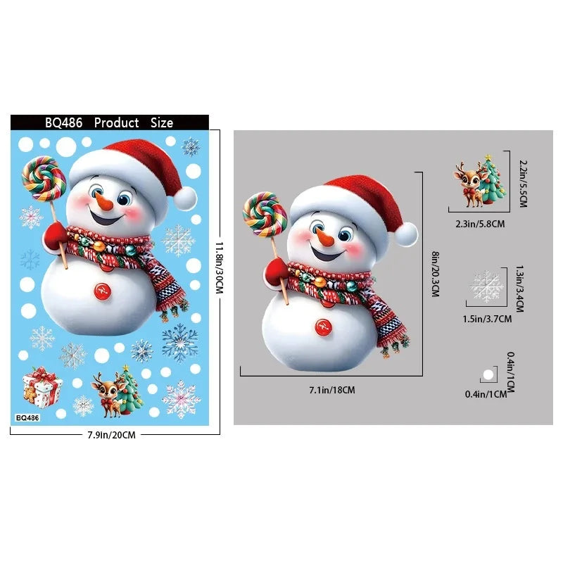 Christmas Window Clings – Reusable Gingerbread, Snowman & Santa Static Stickers