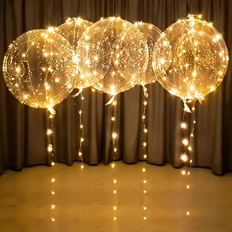 Light-Up LED Bobo Balloons – 5 Pack Clear Glow Balloons with Fairy Lights for Parties & Weddings