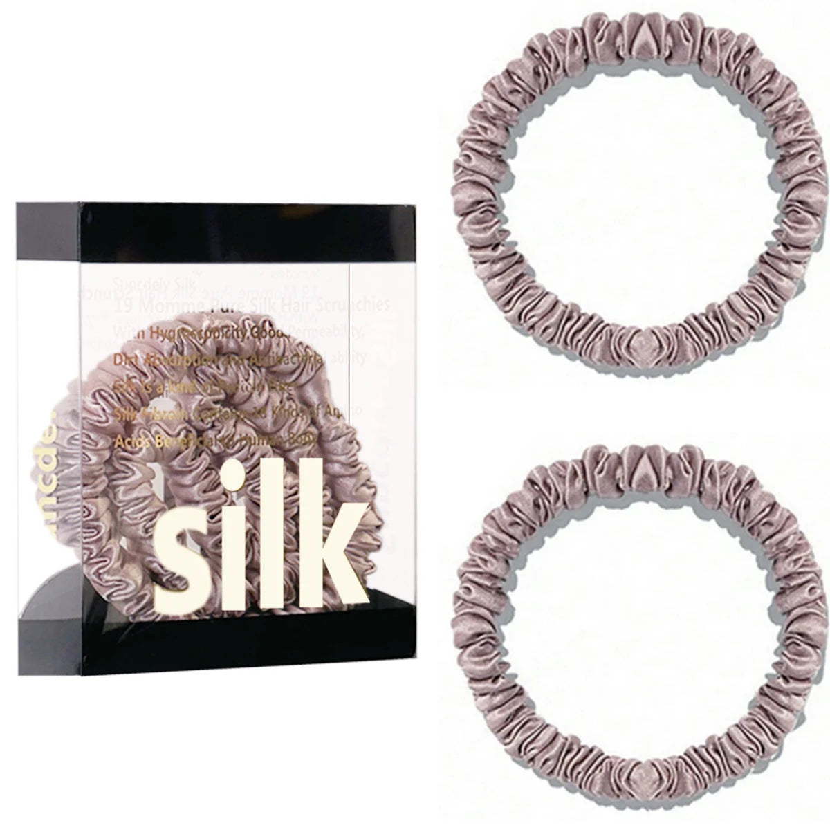 Mulberry Silk Scrunchie Gift Box – 2 Pack Real Silk Hair Ties