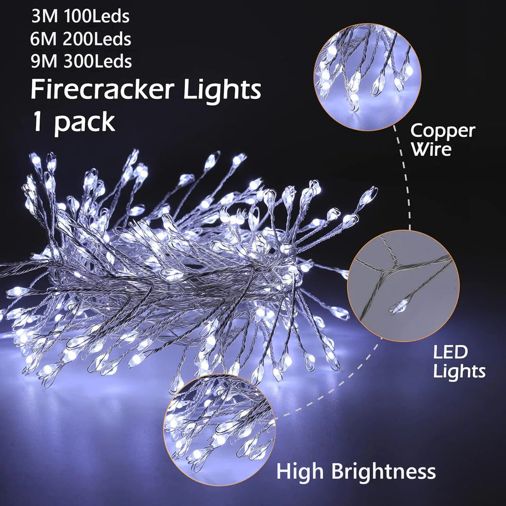 Firecracker Fairy Lights with Remote – USB Cluster LED Lights (3, 6 or 9 m)