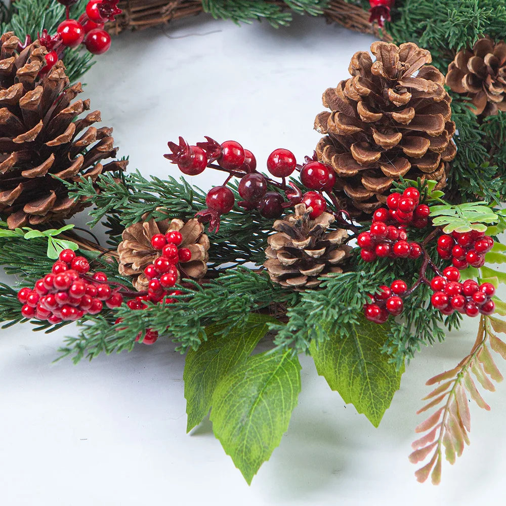 Handmade Christmas Wreath for Front Door – Red Berry, Cypress & Eucalyptus 45 cm