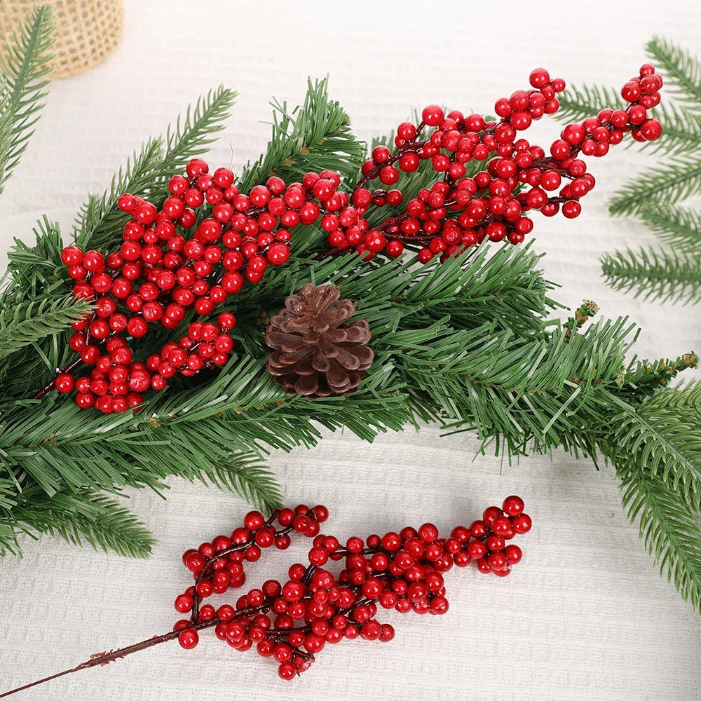 Red Holly Berry Stems – Artificial Christmas Berry Picks (1 to 50 Branches)