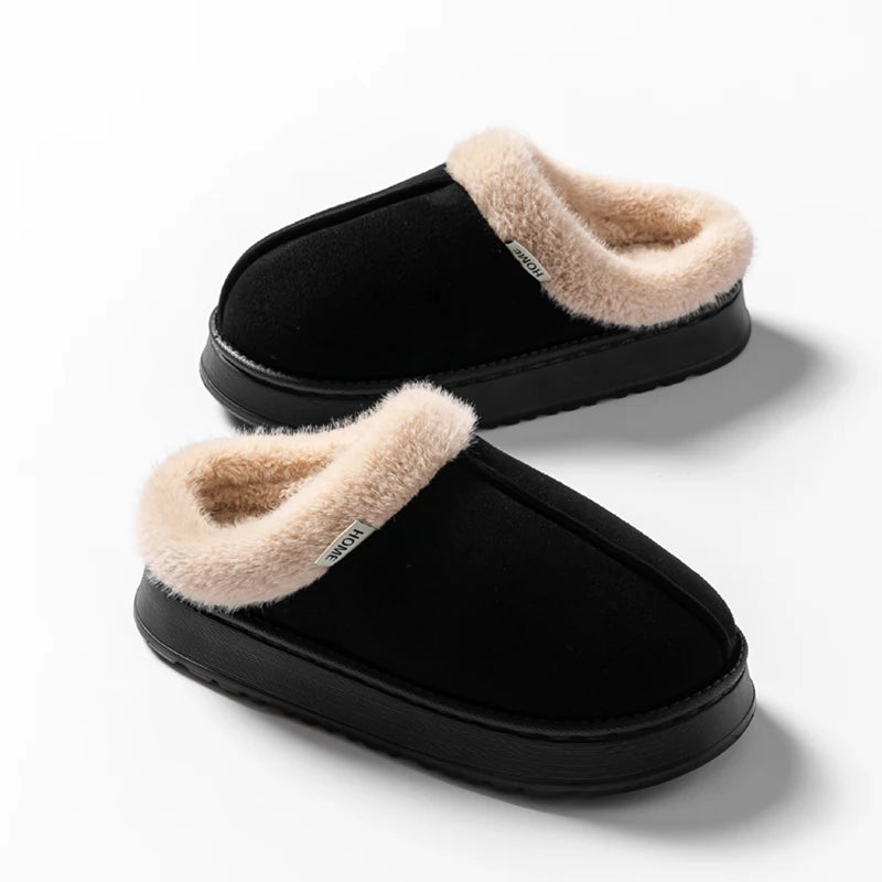 Fluffy Platform Slippers – Thick-Sole Warm Winter Slippers